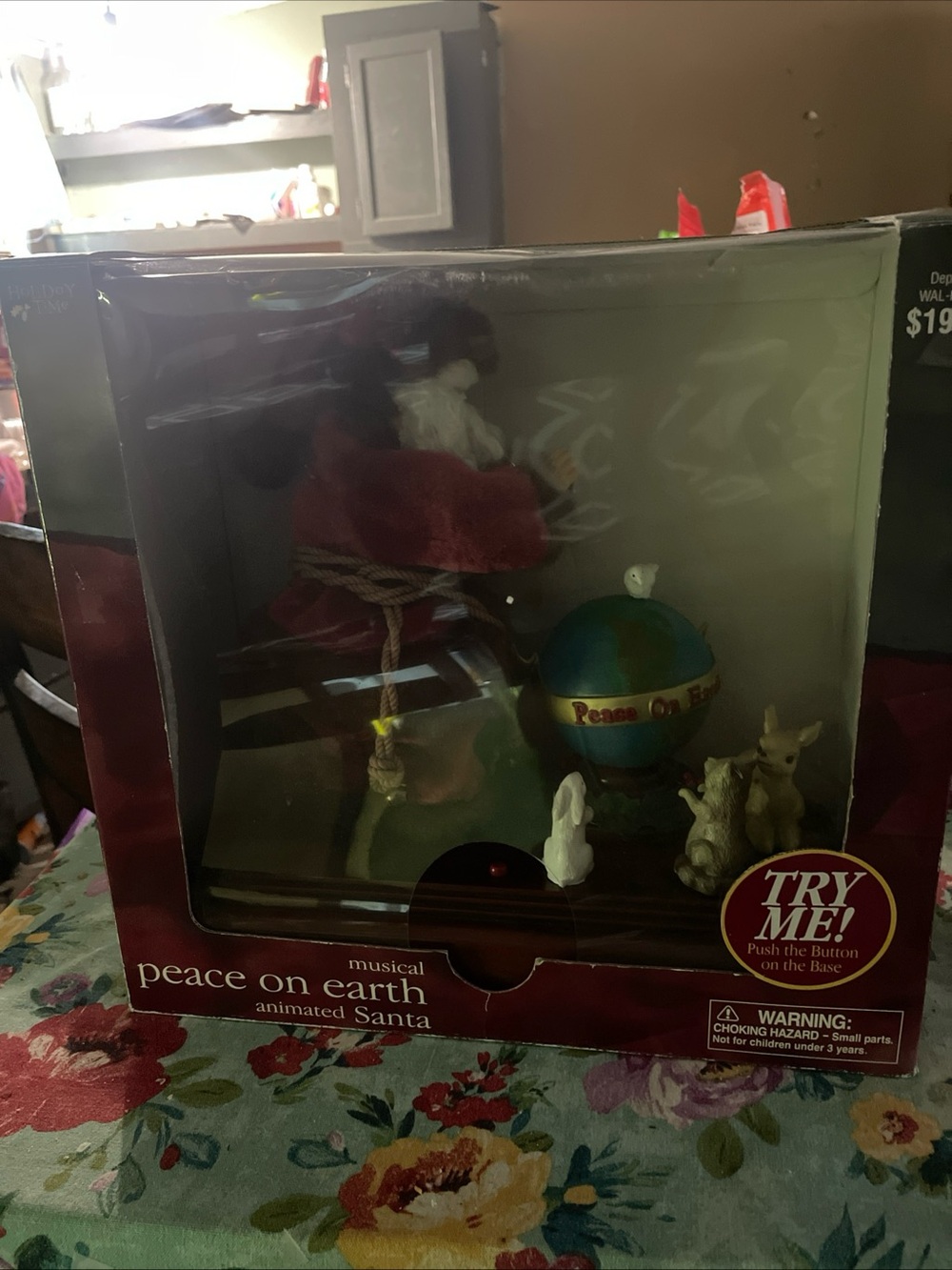 Holiday Time Musical Peace on Earth Animated Santa - Red, Green, Blue